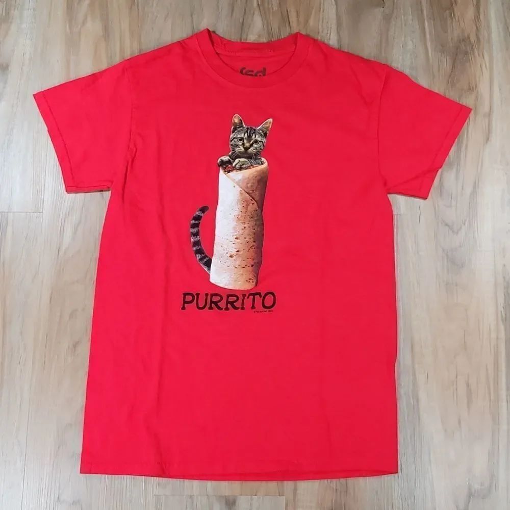 🔺️FSD Red Cat "Purrito" Short Sleeve Top Small